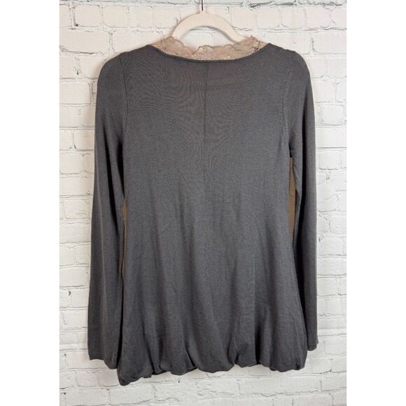 KNITTED & KNOTTED gray purple wool blend knit lace V-neck sweater cardigan 8 - Picture 8 of 12